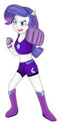 Size: 896x1788 | Tagged: safe, artist:gouielouie123, rarity, equestria girls, exeron fighters, exeron gloves, exeron outfit, ponied up, pony ears, punch, simple background, solo, transparent background