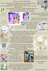 Size: 1200x1777 | Tagged: safe, artist:misteraibo, amethyst star, diamond mint, dinky hooves, fine line, four step, lemon hearts, lemony gem, liza doolots, maxie, petunia, princess celestia, sea swirl, seafoam, sparkler, tootsie flute, alicorn, pony, unicorn, background pony, feels, female, immortality blues, male, mare, marey fetlock, stallion, text