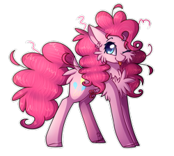 Size: 871x781 | Tagged: safe, artist:soundwavepie, pinkie pie, earth pony, pony, cheek fluff, chest fluff, cute, diapinkes, ear fluff, fluffy, leg fluff, one eye closed, simple background, solo, tongue out, transparent background, wink