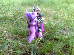 Size: 2592x1944 | Tagged: safe, derpibooru import, twilight sparkle, human, blind bag, crossover, figurine, gaming miniature, grass, humans riding ponies, imperial guard, irl, miniature, model, photo, toy, warhammer (game), warhammer 40k