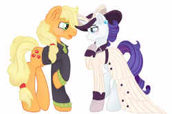 Size: 3994x2646 | Tagged: safe, artist:bewarethemusicman, applejack, rarity, earth pony, pony, unicorn, ppov, captain jackbeard, clothes, costume, female, lesbian, rarijack, raristocrat, rose dewitt bukater, shipping, titanic