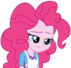 Size: 3731x3534 | Tagged: safe, artist:sketchmcreations, pinkie pie, eqg summertime shorts, equestria girls, the art of friendship, apron, clothes, disappointed, female, simple background, solo, transparent background, vector