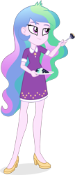 Size: 659x1520 | Tagged: safe, artist:punzil504, princess celestia, principal celestia, better together, equestria girls, cake slice, clothes, dessert, dress, female, food, fork, high heels, plate, shoes, simple background, smiling, solo, transparent background, younger