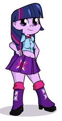 Size: 596x1152 | Tagged: safe, artist:ohohokapi, derpibooru import, twilight sparkle, equestria girls, belly button, clothes, midriff, skirt, style emulation