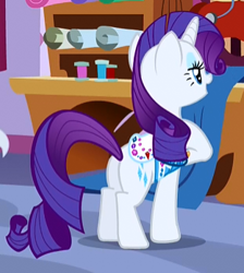 Size: 312x348 | Tagged: safe, screencap, rarity, pony, unicorn, just for sidekicks, butt, cropped, plot, saddle, solo, tack