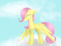 Size: 2048x1536 | Tagged: safe, artist:clefsignsketcher, fluttershy, pegasus, pony, cloud, crying, solo