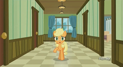 Size: 1275x705 | Tagged: safe, screencap, applejack, earth pony, pony, where the apple lies, discovery family logo, solo, teenage applejack