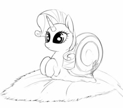 Size: 1024x895 | Tagged: artist needed, source needed, safe, rarity, original species, pony, unicorn, cute, female, leaf, monochrome, raribetes, rarisnail, snail, snail pony, solo