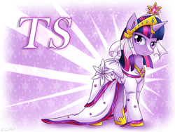 Size: 2000x1500 | Tagged: safe, artist:vavacung, derpibooru import, twilight sparkle, big crown thingy, clothes, dress, solo, wedding dress