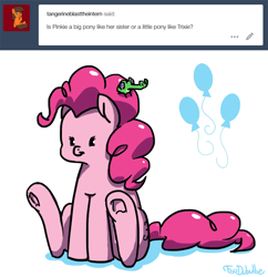 Size: 650x671 | Tagged: safe, artist:foudubulbe, gummy, pinkie pie, alligator, earth pony, pony, female, mare, tumblr, underhoof