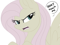 Size: 1024x768 | Tagged: safe, artist:whitehershey, fluttershy, pegasus, pony, angry, discorded, female, flutterbitch, mare, simple background, solo, speech bubble, transparent background