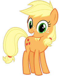 Size: 2400x3000 | Tagged: safe, artist:cheezedoodle96, applejack, earth pony, pony, where the apple lies, .svg available, cute, jackabetes, looking at you, simple background, smiling, solo, svg, teenage applejack, transparent background, vector, younger