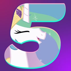 Size: 800x800 | Tagged: safe, princess celestia, alicorn, pony, season 9, 5, countdown, discovery family, hype, official, season 9 countdown