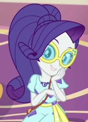 Size: 492x680 | Tagged: safe, artist:axelsanchez, screencap, rarity, better together, equestria girls, spring breakdown, clothes, cropped, geode of shielding, hair, magical geodes, smiling, sunglasses