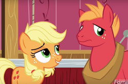 Size: 902x595 | Tagged: safe, screencap, applejack, big macintosh, earth pony, pony, where the apple lies, cropped, male, out of context, stallion, teenage applejack, teenage big macintosh