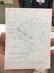 Size: 768x1024 | Tagged: safe, artist:andypriceart, pinkie pie, pony, andy you magnificent bastard, monochrome, solo, this explains everything, traditional art