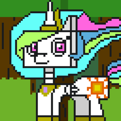 Size: 1024x1024 | Tagged: safe, artist:eternaljonathan, princess celestia, alicorn, pony, crossover, lego, pixel art, the lego movie, unikitty