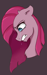 Size: 607x968 | Tagged: safe, artist:tavifly, pinkie pie, earth pony, pony, angry, bust, crying, gray background, pinkamena diane pie, portrait, simple background, solo