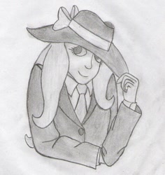 Size: 914x968 | Tagged: safe, artist:jesterofdestiny, fluttershy, human, clothes, dress shirt, humanized, necktie, solo, suit, summer hat