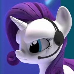 Size: 320x320 | Tagged: safe, screencap, rarity, pony, unicorn, hello pinkie pie, 3d, angry, cropped, female, glare, headset, mare, rarity is not amused, solo, unamused