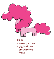 Size: 1046x1136 | Tagged: safe, artist:ratcha, pinkie pie, pony, 1000 years in photoshop, female, giant hair, mare, ponk, simple background, simplistic art style, solo, traits, white background