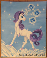 Size: 650x814 | Tagged: safe, artist:katriona-seallach, rarity, pony, unicorn, diamond, magic, missing cutie mark, solo, traditional art