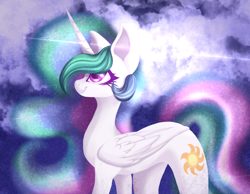 Size: 1800x1400 | Tagged: safe, artist:sodapopfairypony, princess celestia, alicorn, pony, colored pupils, cute, cutelestia, ethereal mane, female, mare, profile, solo