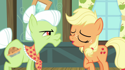 Size: 1920x1080 | Tagged: safe, screencap, applejack, granny smith, earth pony, pony, where the apple lies, animation error, teenage applejack