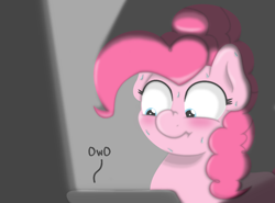 Size: 960x710 | Tagged: safe, artist:ljdamz1119, pinkie pie, earth pony, pony, blushing, owo, reaction image, scrunchy face, solo, sweat, trembling