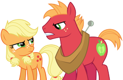 Size: 4583x3011 | Tagged: safe, artist:cloudyglow, applejack, big macintosh, earth pony, pony, where the apple lies, .ai available, absurd resolution, freckles, male, simple background, stallion, teenage applejack, teenage big macintosh, transparent background, vector, younger