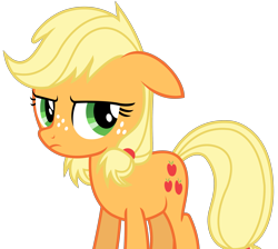 Size: 2769x2481 | Tagged: safe, artist:sketchmcreations, applejack, earth pony, pony, where the apple lies, floppy ears, frown, simple background, solo, teenage applejack, transparent background, vector