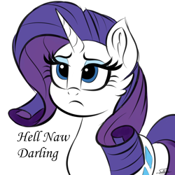 Size: 1000x1000 | Tagged: safe, artist:sadtrooper, rarity, pony, unicorn, cheek fluff, darling, female, mare, rarity is not amused, reaction image, simple background, sketch, solo, unamused, white background