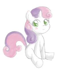 Size: 915x900 | Tagged: safe, artist:hetdegon, sweetie belle, blushing, simple background, sitting, solo, white background