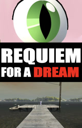 Size: 636x996 | Tagged: safe, artist:undeadponysoldier, rarity, spike, dragon, pony, unicorn, 3d, boat, boat dock, deck, dinghy, dock, female, gmod, lake, male, mare, movie, requiem for a dream, text, title card, water