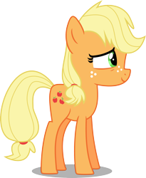 Size: 2133x2599 | Tagged: safe, artist:anhel032015, applejack, earth pony, pony, where the apple lies, freckles, show accurate, simple background, solo, teenage applejack, transparent background, vector, younger