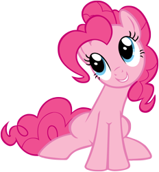 Size: 2650x2850 | Tagged: safe, artist:atomicgreymon, pinkie pie, earth pony, pony, feeling pinkie keen, cute, diapinkes, simple background, sitting, smiling, solo, transparent background, vector, vector trace