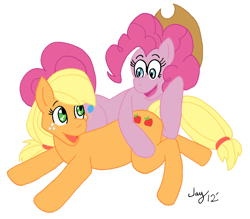 Size: 2683x2351 | Tagged: safe, artist:jaymanney4life, applejack, pinkie pie, earth pony, pony, applepie, female, lesbian, shipping