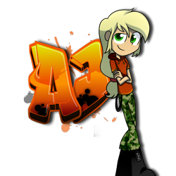 Size: 3500x3500 | Tagged: safe, artist:fj-c, applejack, equestria girls, graffiti, solo