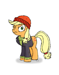 Size: 3300x4200 | Tagged: safe, artist:mremerald34, applejack, earth pony, pony, ppov, captain jackbeard, one eye closed, simple background, solo, transparent background