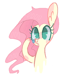 Size: 336x418 | Tagged: safe, artist:cheerishyourlife, fluttershy, pegasus, pony, bust, looking at something, no pupils, pacman eyes, portrait, raised hoof, simple background, solo, white background