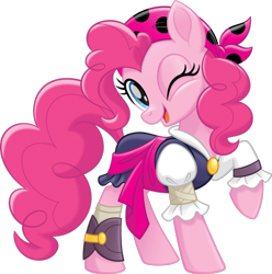 Size: 977x983 | Tagged: safe, pinkie pie, earth pony, pony, my little pony: the movie, bandana, clothes, female, mare, one eye closed, pirate, pirate pinkie pie, simple background, solo, transparent background, wink