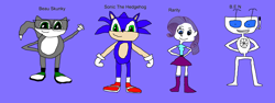Size: 3061x1152 | Tagged: safe, artist:benfanrobot2000, artist:sonicsuperstar1991, rarity, human, robot, skunk, equestria girls, 1000 hours in ms paint, b.e.n, beau skunky, names, non-pony oc, sonic the hedgehog, sonic the hedgehog (series)