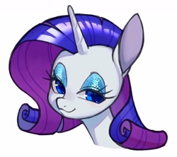 Size: 1378x1222 | Tagged: safe, artist:ikirunosindo, rarity, pony, unicorn, bust, cute, eyeshadow, lidded eyes, makeup, portrait, raribetes, simple background, solo, white background