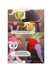 Size: 3541x5016 | Tagged: safe, artist:gashiboka, applejack, pinkie pie, spike, dragon, earth pony, pony, comic:recall the time of no return, comic, edgy, older, older spike