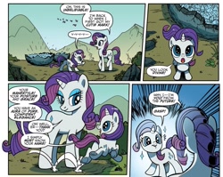 Size: 981x780 | Tagged: safe, artist:pencils, idw, rarity, pony, unicorn, spoiler:comic, spoiler:comicidw2020, comic, comic panel, cropped, cute, duality, female, filly, filly rarity, foal, geode, mare, official comic, raribetes, self ponidox, starry eyes, time paradox, wingding eyes, younger