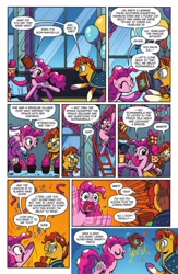 Size: 1920x2953 | Tagged: safe, artist:brendahickey, idw, pinkie pie, sunburst, earth pony, pony, daring done?, spoiler:comic, spoiler:comiclom5, prehensile mane, preview, waving