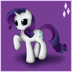 Size: 1000x1000 | Tagged: safe, artist:manic-melody, rarity, pony, unicorn, cute, cutie mark, female, looking at you, mare, purple background, raribetes, simple background, solo