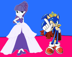 Size: 1172x942 | Tagged: safe, artist:sonicsuperstar1991, rarity, hedgehog, human, equestria girls, 1000 hours in ms paint, clothes, crossover, crown, dress, element of generosity, gown, high heels, jewelry, prince sonic, princess rarity, regalia, sega, shoes, sonic the hedgehog, sonic the hedgehog (series)
