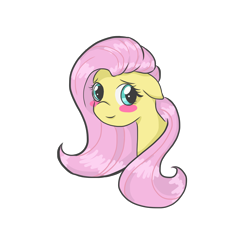 Size: 2048x2048 | Tagged: safe, artist:blueabduction, fluttershy, pegasus, pony, blush sticker, blushing, bust, floppy ears, looking at you, looking sideways, portrait, simple background, smiling, solo, transparent background