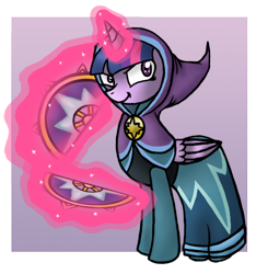 Size: 548x586 | Tagged: safe, artist:owletumel, derpibooru import, twilight sparkle, twilight sparkle (alicorn), alicorn, pony, clothes, crossover, female, mare, ponified, robe, skylanders, solo, video game, weapon